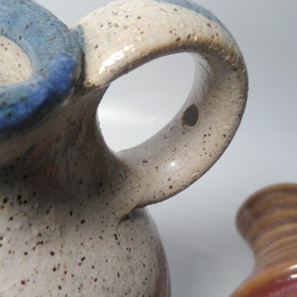 Lot Of 3 Handmade Studio Art Pottery Decorative Pieces Home Décor Signed Vase - Picture 2 of 12